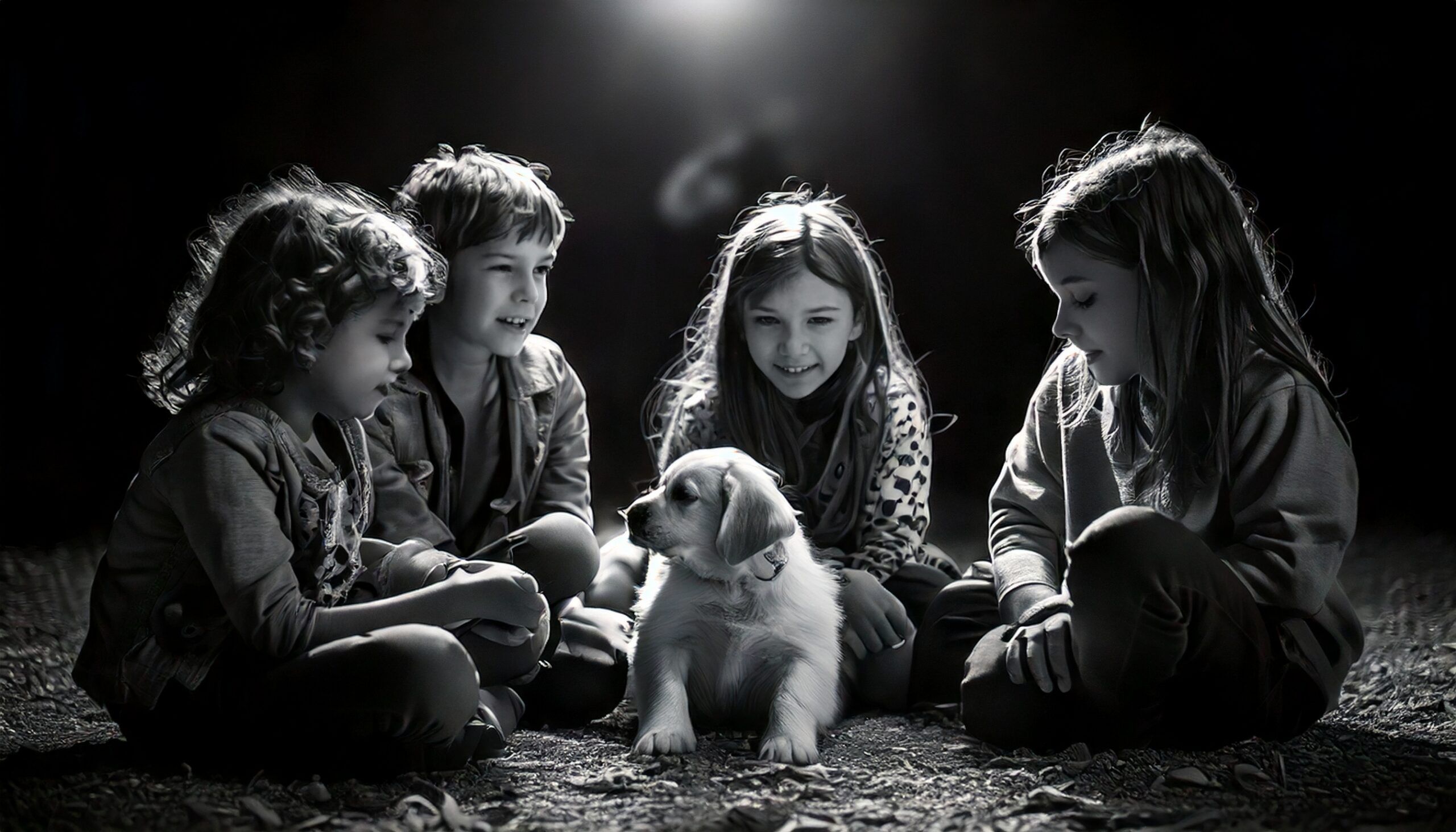 grupo de niños con un perrito By elenirc ai para escoltem