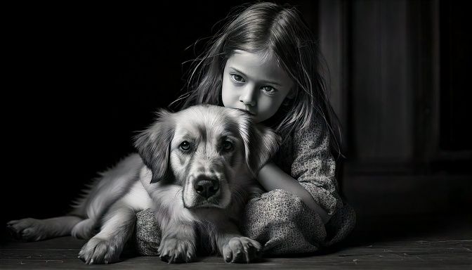 niña abraza un perro By elenirc ai para escoltem