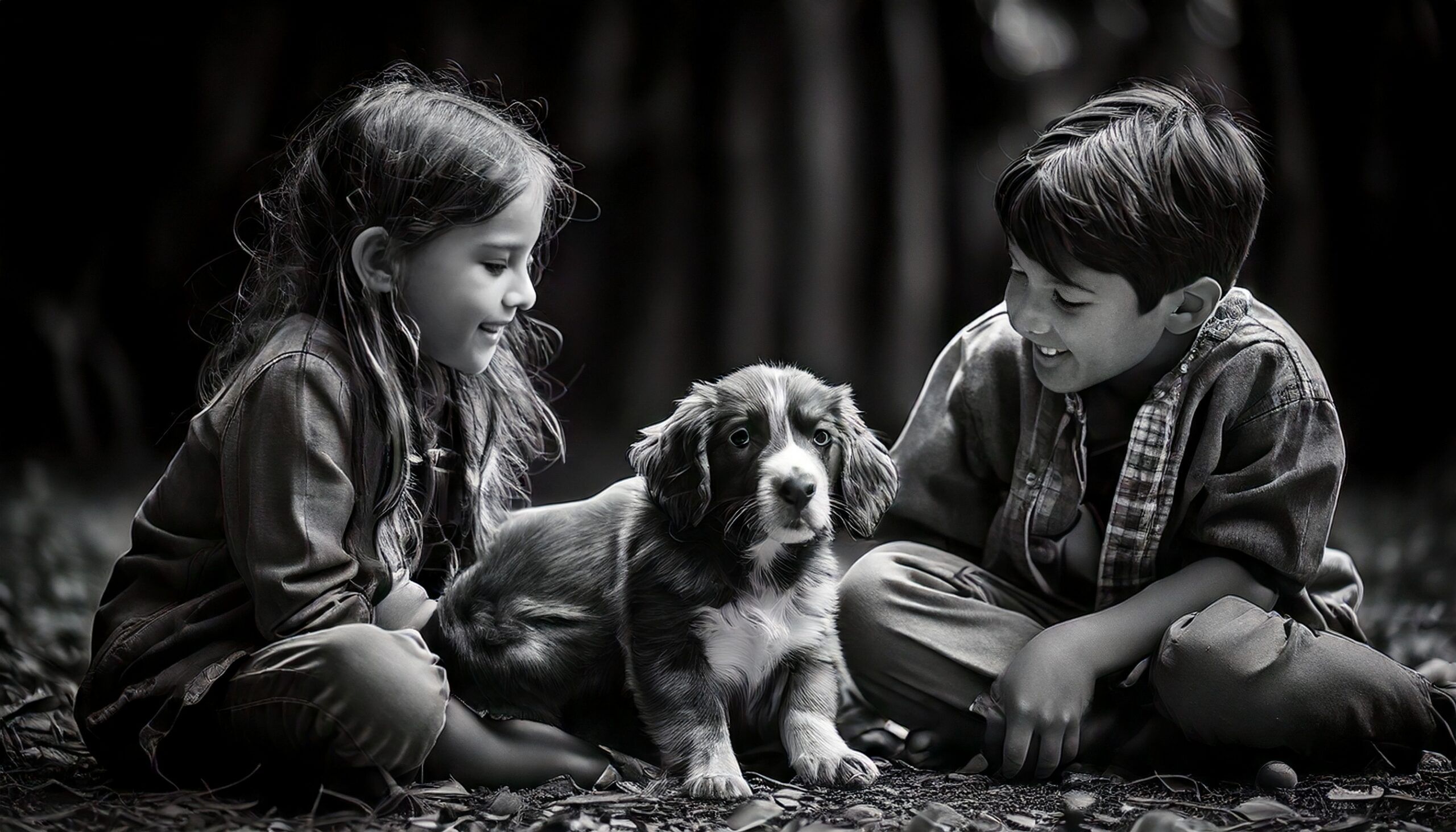 niños, emocionados con un perrito By elenirc ai para escoltem